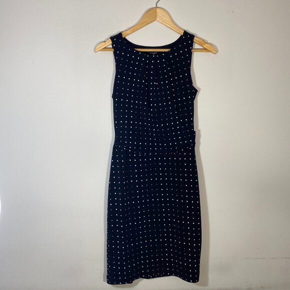 Nice Anne Taylor Dress - Black with White Polka Dots - S PETITE - Picture 1 of 8